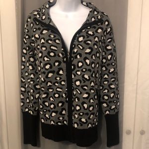 Rachel Zoe Leopard Print Zip Up Sweater